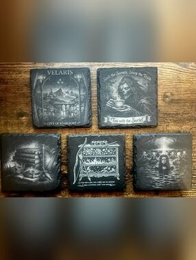 ACOTAR Inspired Slate Coasters Set of 5 Bookish Fan Merch. Read details!!